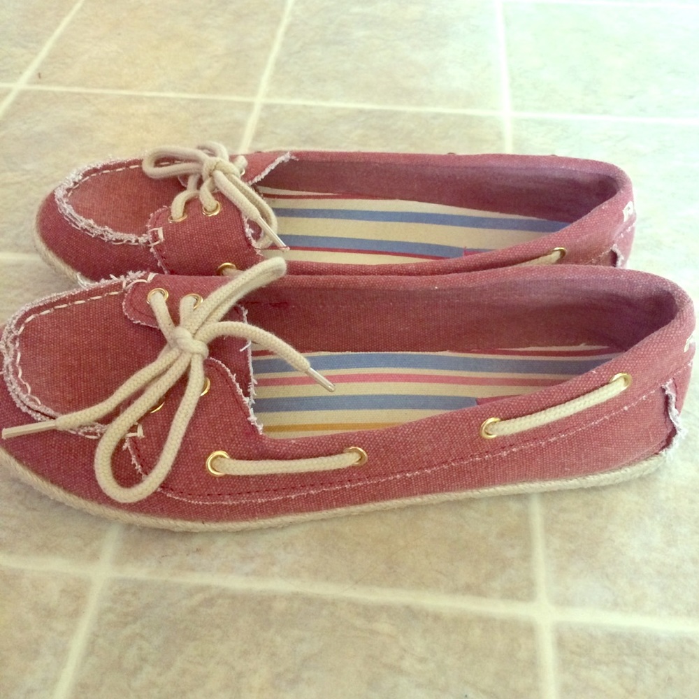Red Canvas Boat Shoes